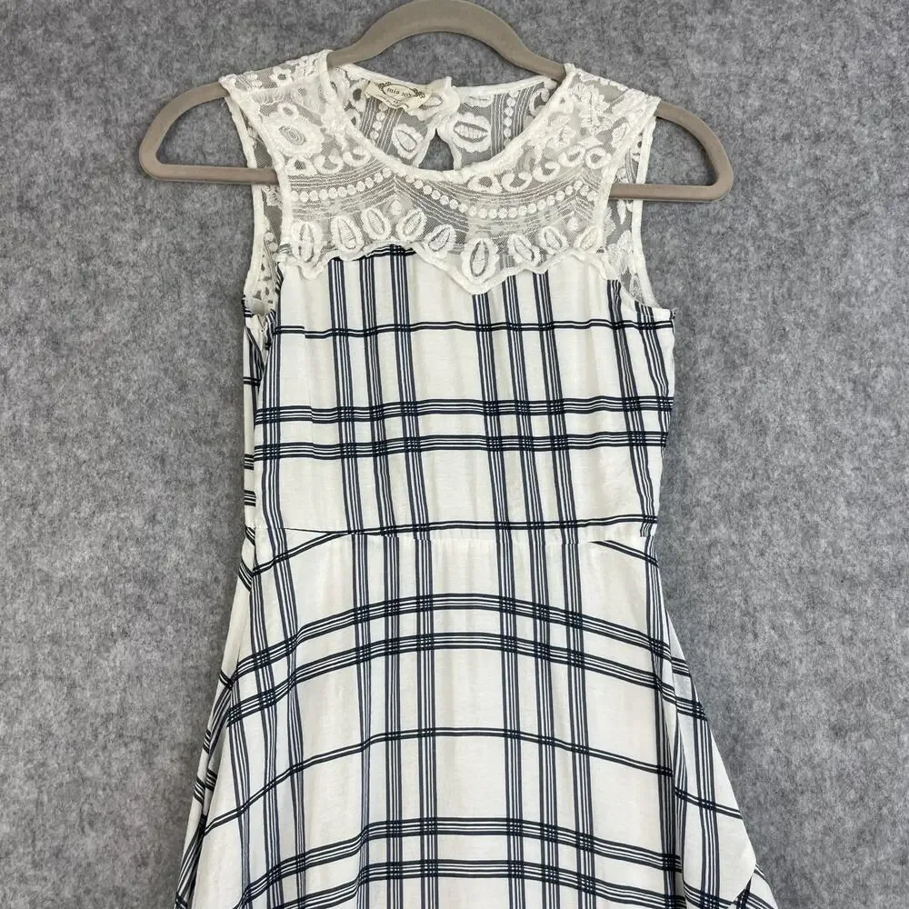 Mia Joy Dress Girls 12‎ Blue Plaid Lace Asymmetric Ruffle Cottage Boho Peasant